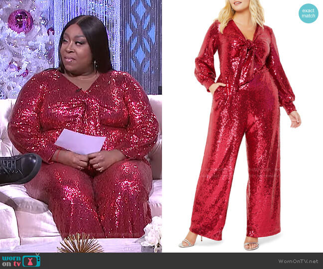 WornOnTV: Loni’s red sequin tie front jumpsuit on The Real | Loni Love ...