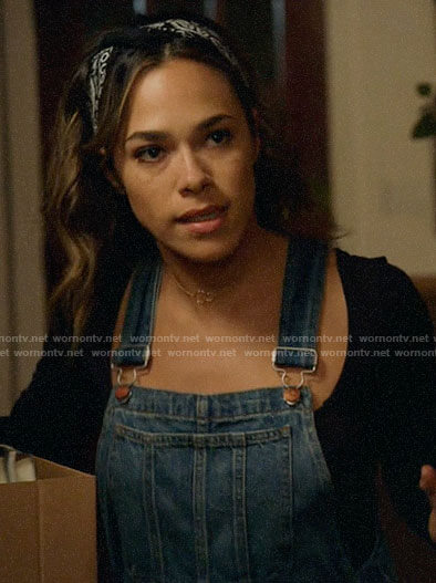 Emily’s denim overalls on All Rise