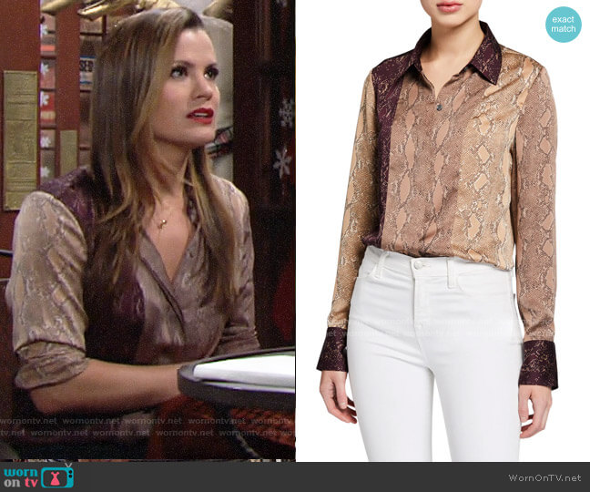 Equipment Yvonet Python-Print Blouse worn by Chelsea Lawson (Melissa Claire Egan) on The Young and the Restless