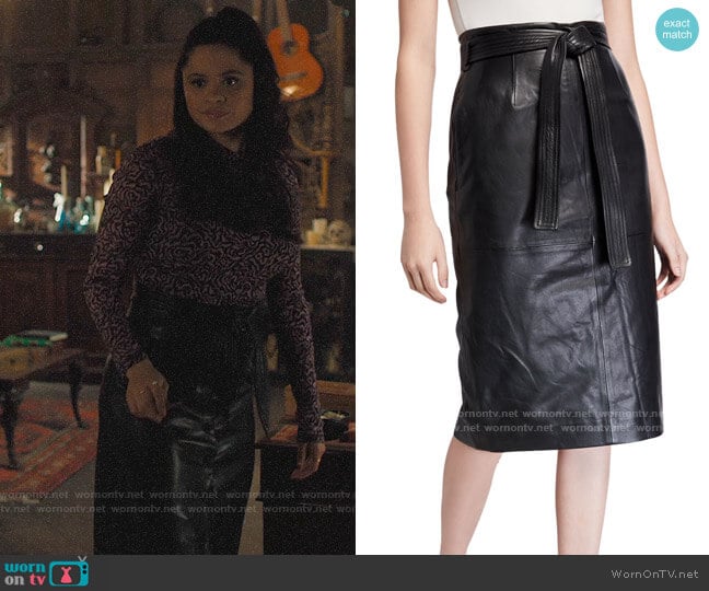 Equipment Alouetta Leather Skirt worn by Mel Vera (Melonie Diaz) on Charmed