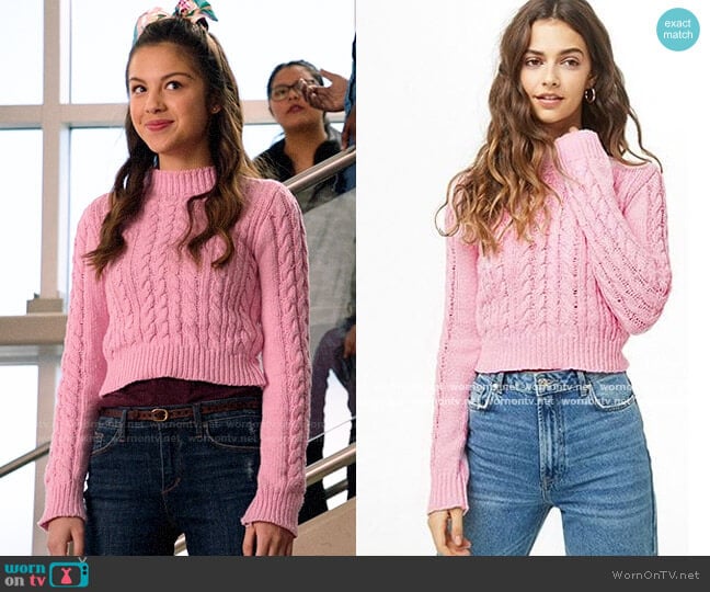 Forever 21 Cable Knit Sweater worn by Nini (Olivia Rodrigo) on High School Musical The Musical The Series