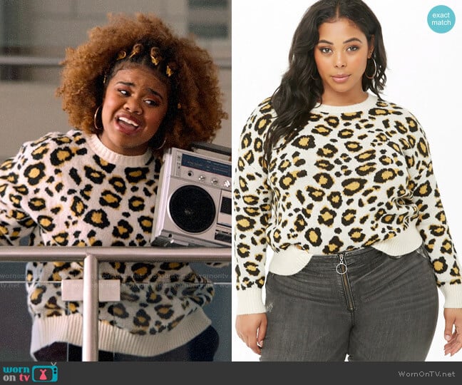 Forever 21 Leopard Print Sweater worn by Kourtney (Dara Renee) on High School Musical The Musical The Series