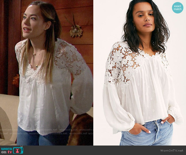 Free People Lina Lace Top worn by Hope Logan (Annika Noelle) on The Bold and the Beautiful