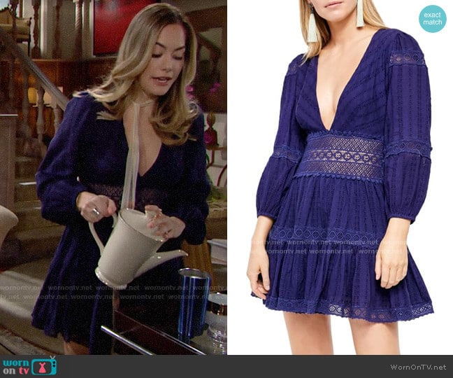 Free People The Delightful Mini Dress worn by Hope Logan (Annika Noelle) on The Bold and the Beautiful