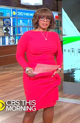 Gayle’s red long sleeve dress on CBS This Morning