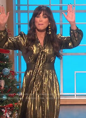 Marie’s gold metallic tie dress on The Talk