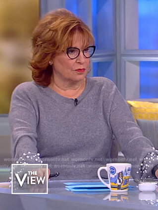 Joy’s gray pearl embellished sweater on The View