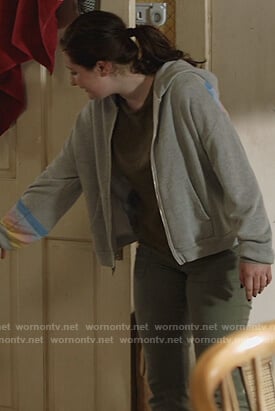 Debbie's gray rainbow stripe hoodie on Shameless