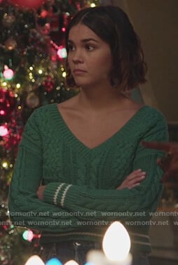 Callie’s green cable knit sweater on Good Trouble