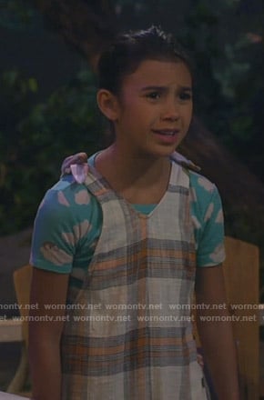 Gwen's plaid overalls on Bunkd