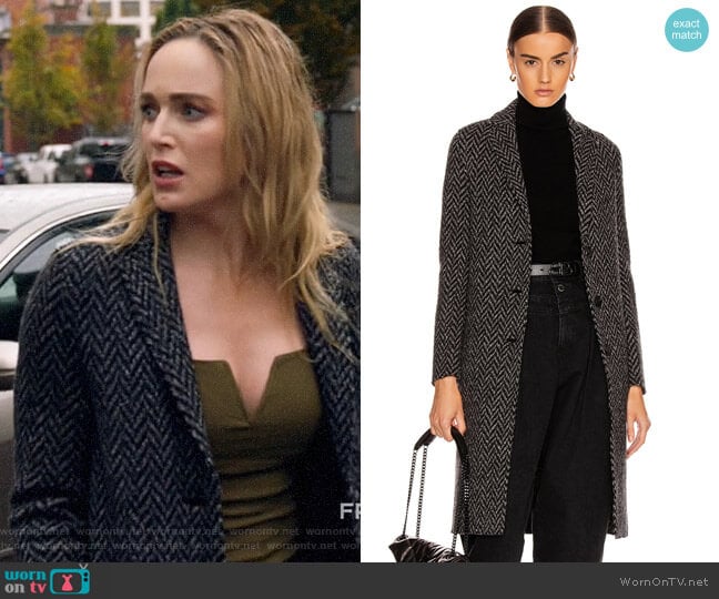 Harris Wharf London Overcoat worn by Sara Lance (Caity Lotz) on Legends of Tomorrow