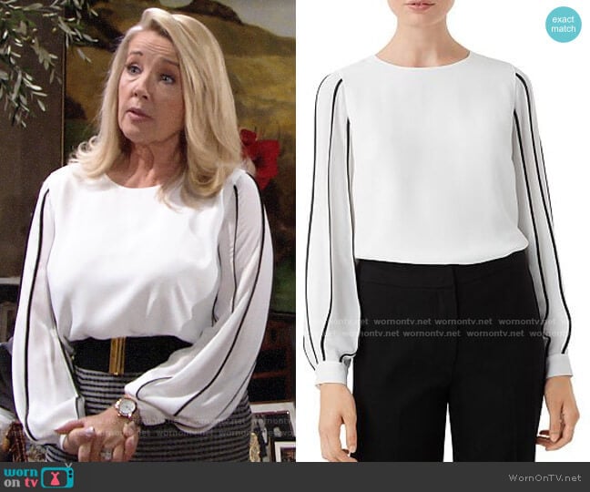 HOBBS London Aisha Blouse worn by Nikki Reed Newman (Melody Thomas-Scott) on The Young and the Restless