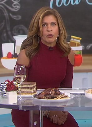 Hoda’s red cold-shoulder dress on Today