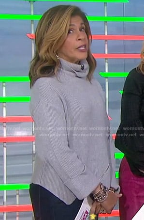 Hoda’s grey zip-detail turtleneck sweater on Today