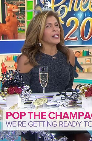 Hoda’s metallic cold-shoulder dress on Today