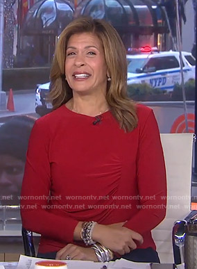 Hoda’s red ruched side top on Today