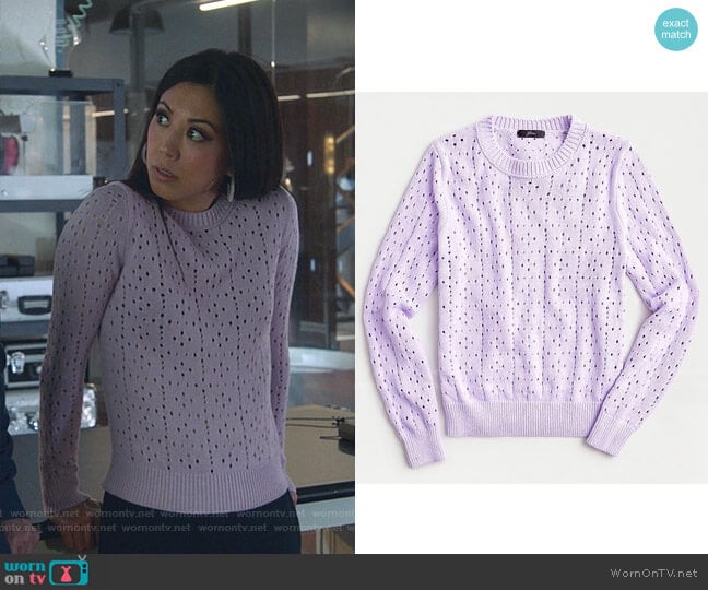 Point Sur Allover Pointelle Crewneck Sweater by J. Crew worn by Tina Minoru (Brittany Ishibashi) on Marvels Runaways