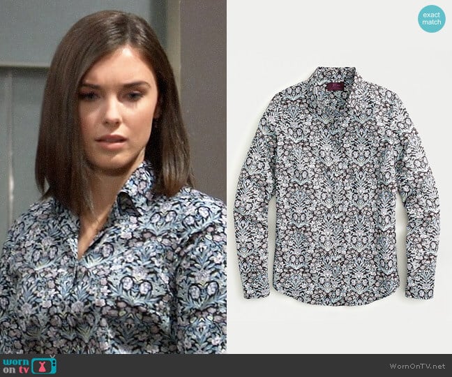 J. Crew Perfect shirt in Liberty Sea Grass Floral worn by Willow Tait (Katelyn MacMullen) on General Hospital