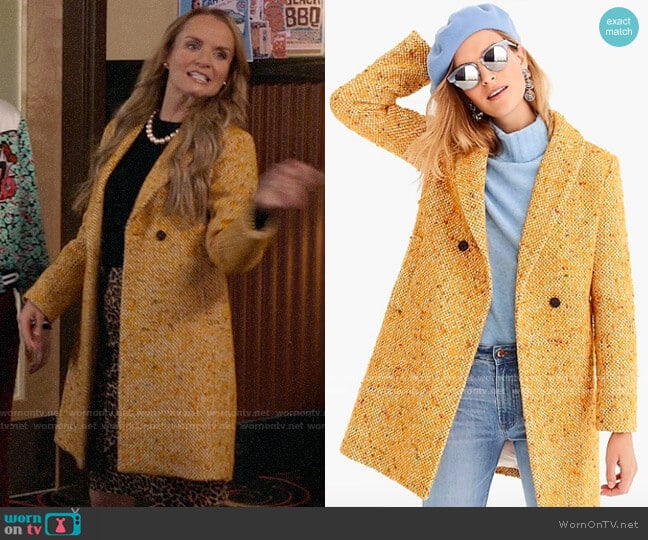 J. Crew Daphne Coat in Italian Tweed worn by Miss Jenn (Kate Reinders) on High School Musical The Musical The Series