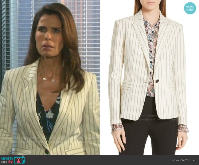 Rag & Bone Millie Frayed Stripe Blazer worn by Hope Williams (Kristian Alfonso) on Days of our Lives