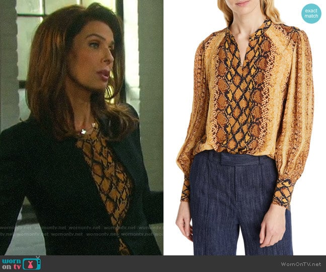 Joie Talin Blouse worn by Hope Williams (Kristian Alfonso) on Days of our Lives