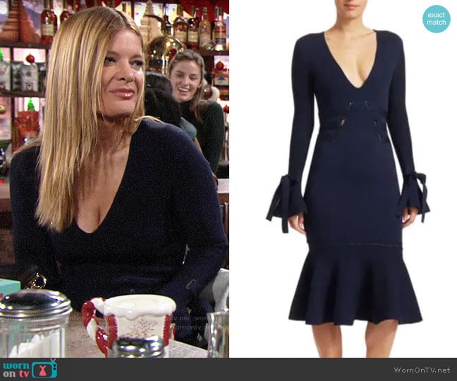 Jonathan Simkhai Grommet Jacquard V-Neck Dress worn by Phyllis Summers (Michelle Stafford) on The Young and the Restless