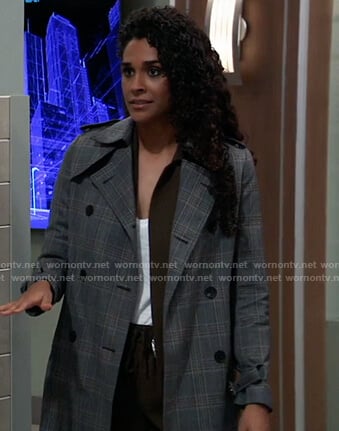 Jordan's plaid trench coat on General Hospital