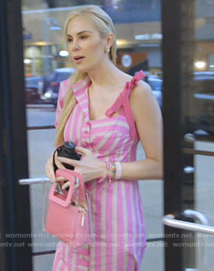Kameron's pink striped asymmetric dress on The Real Housewives of Dallas