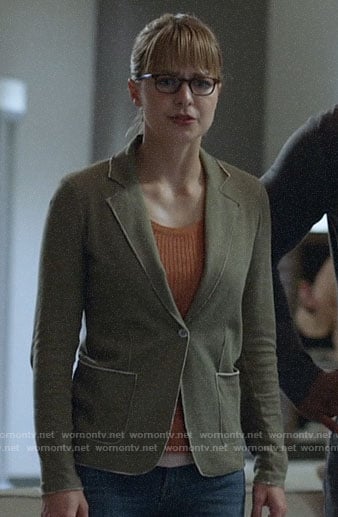 Kara’s olive knit blazer on Supergirl