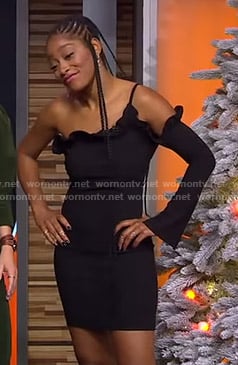 Keke's black one-sleeve dress on GMA Strahan Sara And Keke