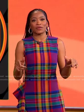 Keke's plaid ruffle side dress on GMA Strahan Sara And Keke