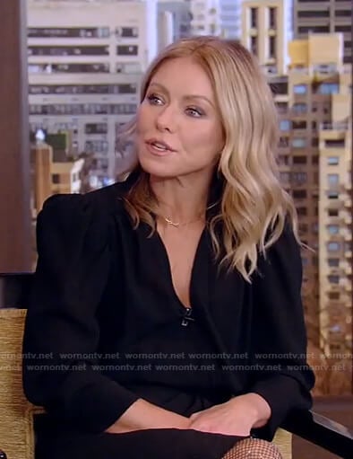 Kelly’s black wrap mini dress on Live with Kelly and Ryan