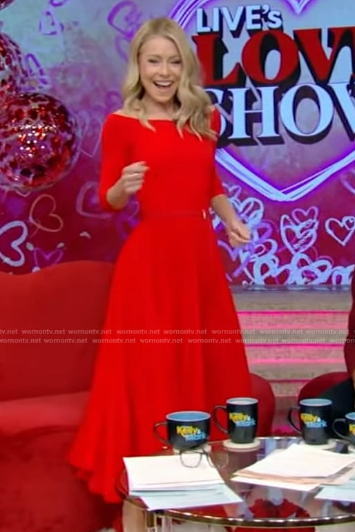 Kelly's red belted maxi dress on Live with Kelly and Ryan