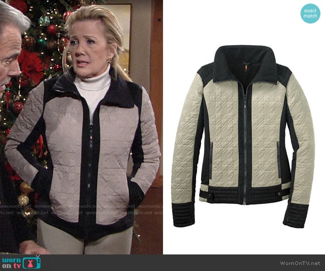 Kerrits EQ Quilted Moto Jacket worn by Nikki Reed Newman (Melody Thomas-Scott) on The Young and the Restless