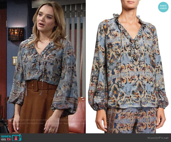 Kobi Halperin Molly Blouse worn by Summer Newman (Hunter King) on The Young and the Restless