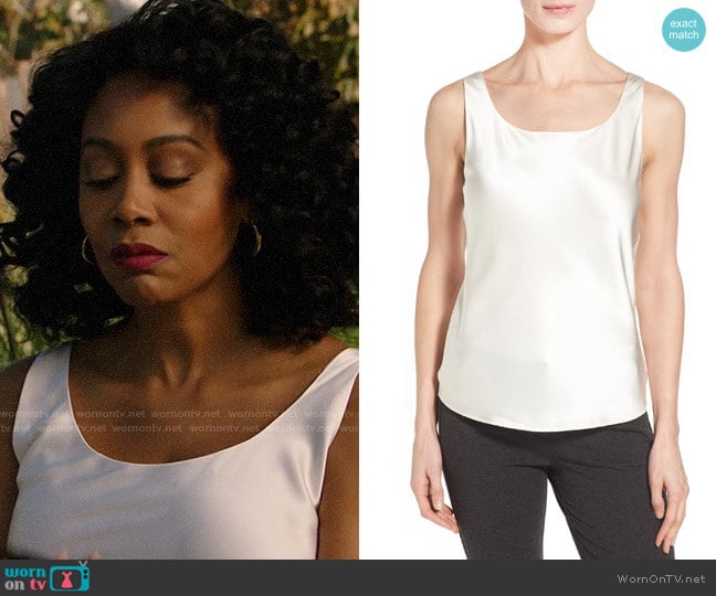 Lafayette 148 New York Silk Charmeuse Tank worn by Lola Carmichael (Simone Missick) on All Rise