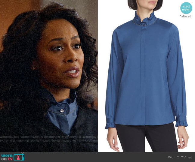 Lafayette 148 New York Kelly Blouse worn by Lola Carmichael (Simone Missick) on All Rise