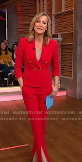 Lara’s red blazer with gold buttons on Good Morning America