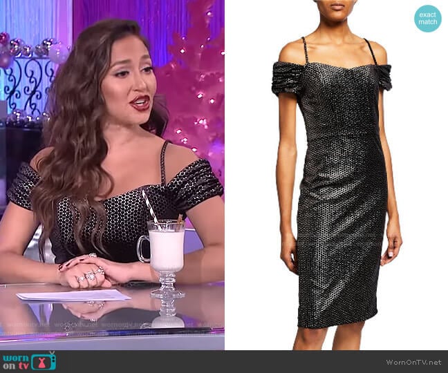 Cold-Shoulder Velvet Dress by Laundry by Shelli Segal worn by Adrienne Houghton on The Real