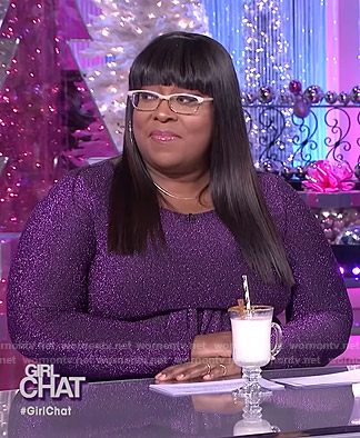 Loni’s purple metallic dress on The Real