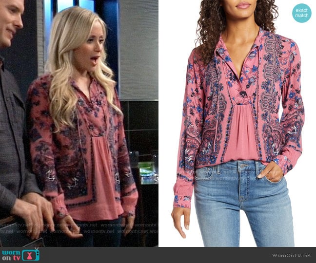 Lucky Brand Paisley & Floral Peasant Top worn by Lulu Spencer Falconeri (Emme Rylan) on General Hospital