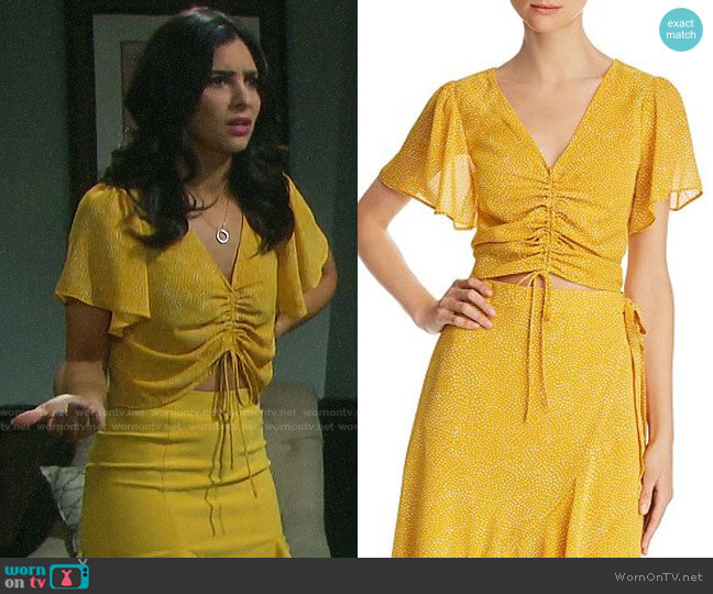 Lucy Paris Haley Ruched Drawstring Cropped Top worn by Gabi Hernandez (Camila Banus) on Days of our Lives