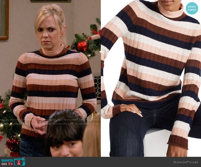 Madewell Evercrest Stripe Mock Neck Sweater worn by Christy Plunkett (Anna Faris) on Mom