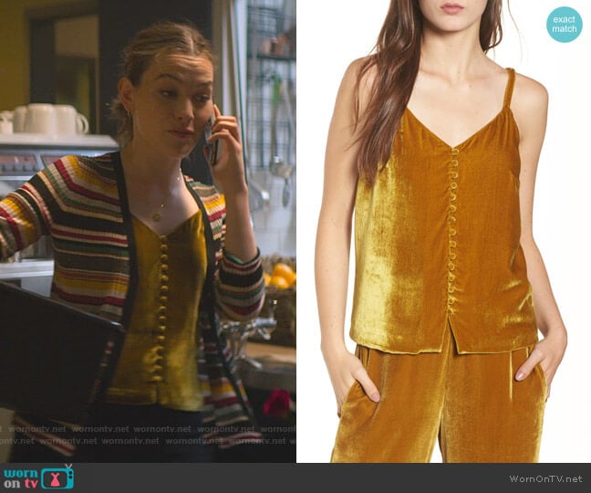 Velvet Button Camisole by Madewell worn by Love Quinn (Victoria Pedretti) on You