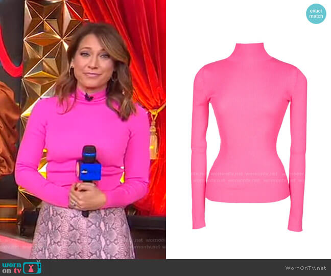 WornOnTV: Ginger’s pink turtleneck sweater and snakeskin print skirt on ...