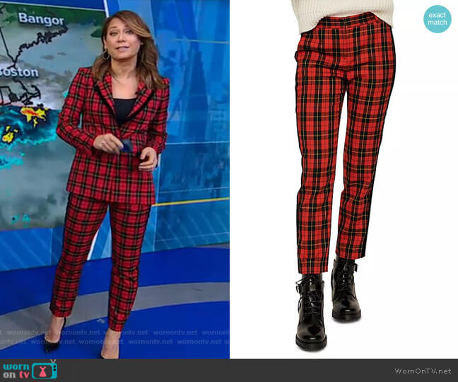 Pantya Plaid Pants by Maje worn by Ginger Zee on Good Morning America