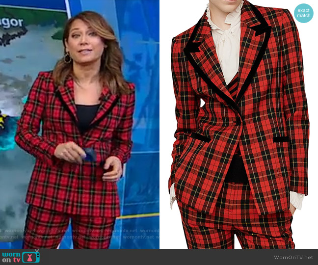 WornOnTV: Ginger’s red plaid suit on Good Morning America | Ginger Zee ...