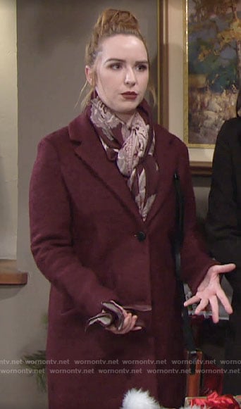 Mariah's dark red coat on The Young and the Restless