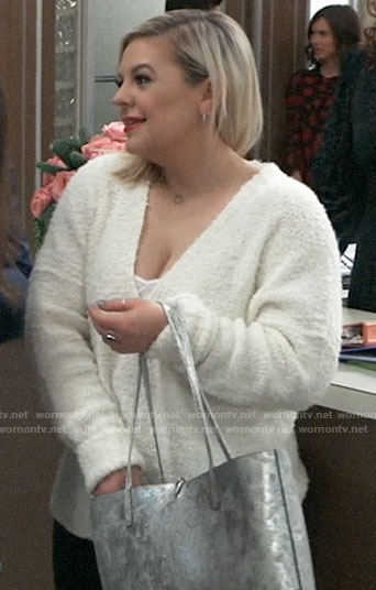Maxie’s white textured sweater on General Hospital