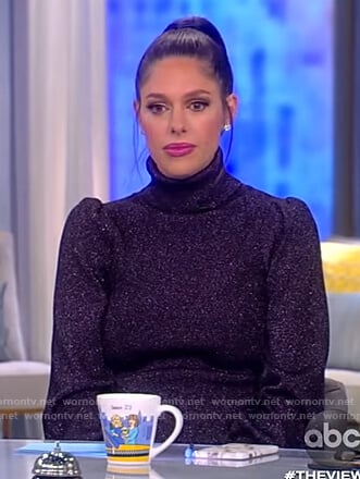 Abby's metallic puff sleeve sweater on The View